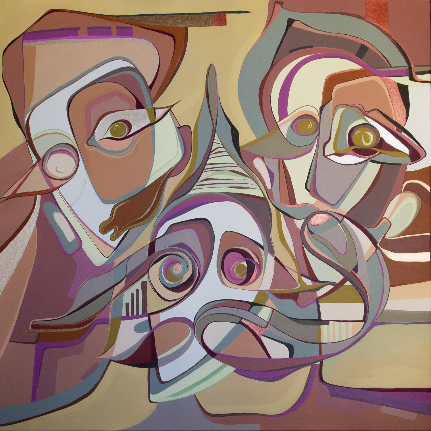 The three musketeers Olja Mesec Original painting for sale