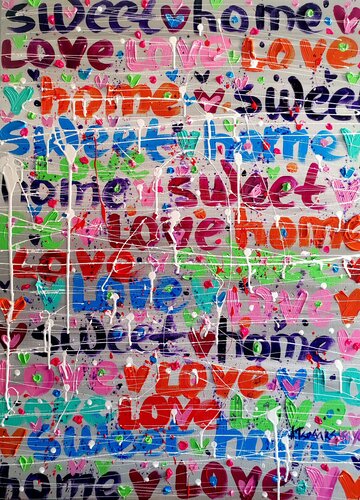 Sweet home - colorful abstract painting by Aliaksandra Tsesarskaya, Painting for Sale on Select