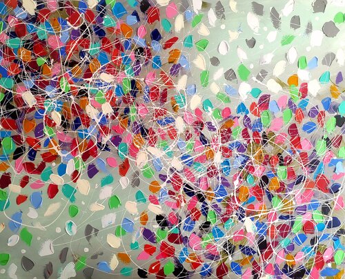 Spring vibe - colorful abstract painting by Aliaksandra Tsesarskaya, Painting for Sale on Select