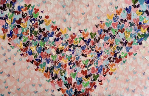 Love- Colorful heards , abstract painting by Aliaksandra Tsesarskaya, Painting for Sale on Select