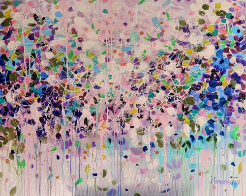 Garden of dreams - abstract flowers painting by Aliaksandra Tsesarskaya, Painting for Sale on Select