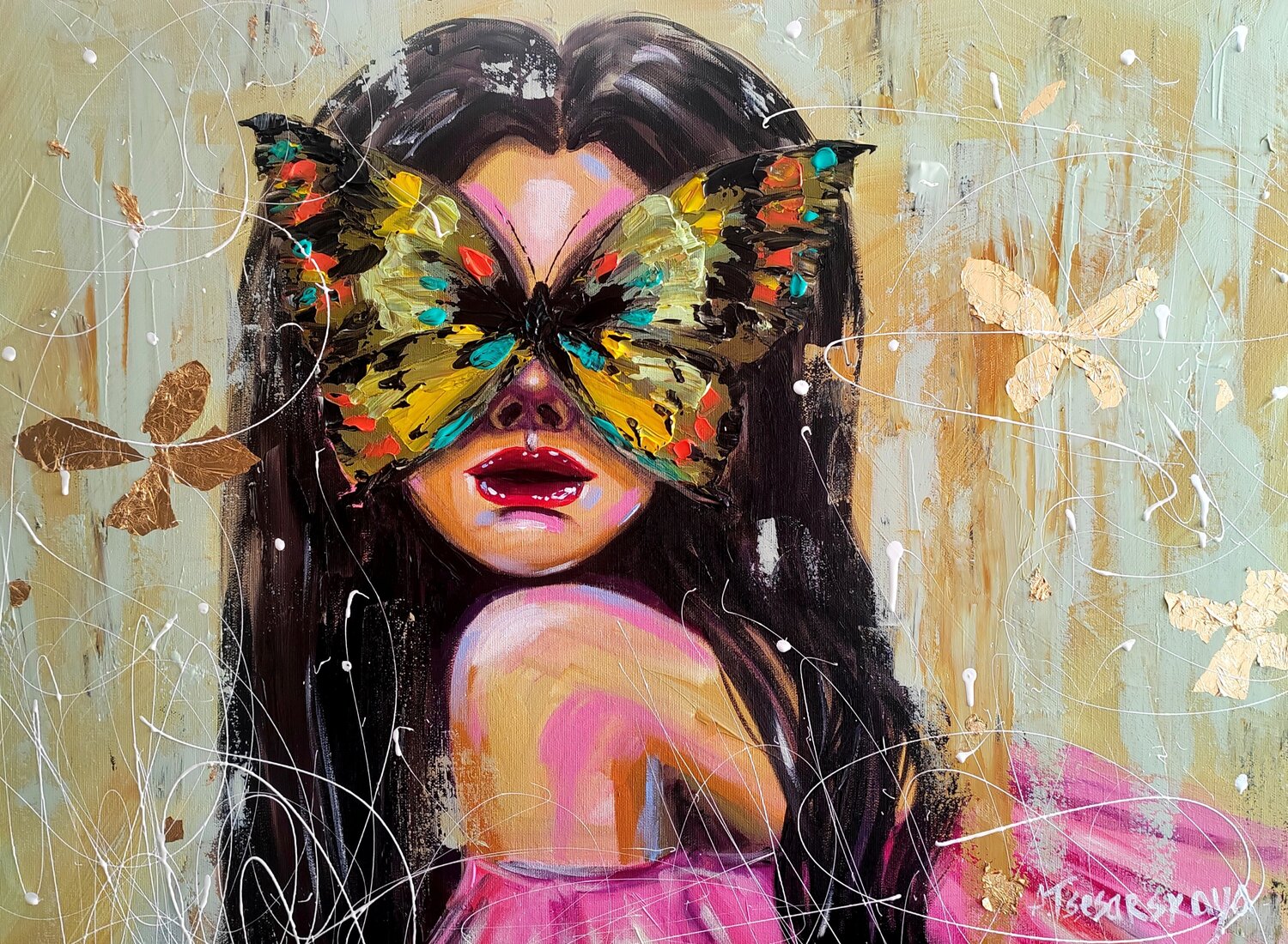 Magical fantasy - colorful portrait woman Aliaksandra Tsesarskaya Original painting for sale