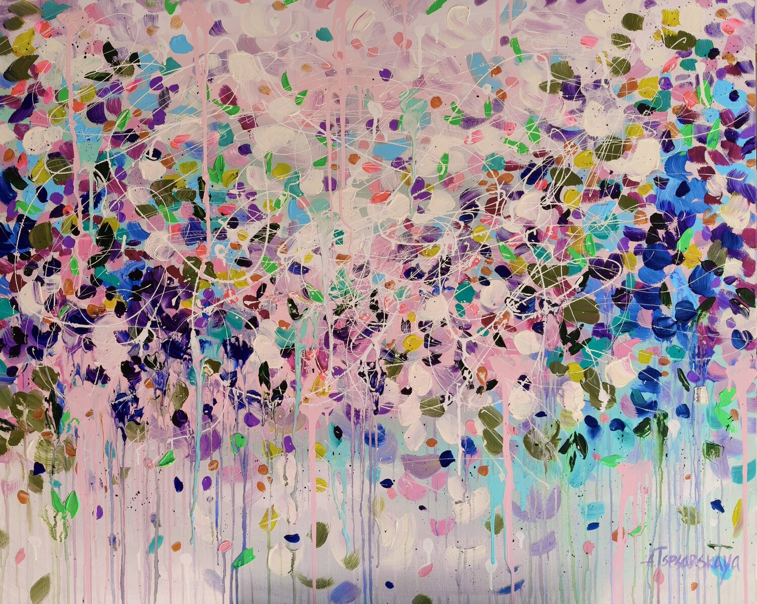 Garden of dreams - abstract flowers painting Aliaksandra Tsesarskaya Original painting for sale