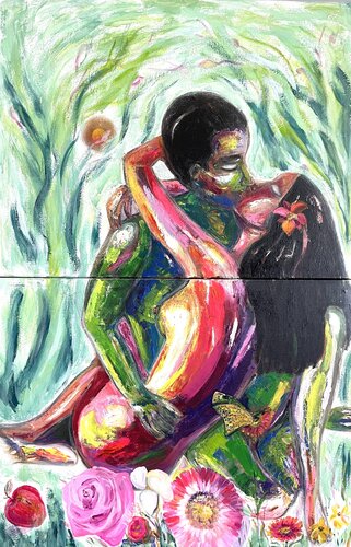 LOVE. NO WAR. Future day, invisible Mask. Arta Vita Art Competition,  2017,  Santa Barbara, USA by NICOLE JUTKA, Painting for Sale on Select