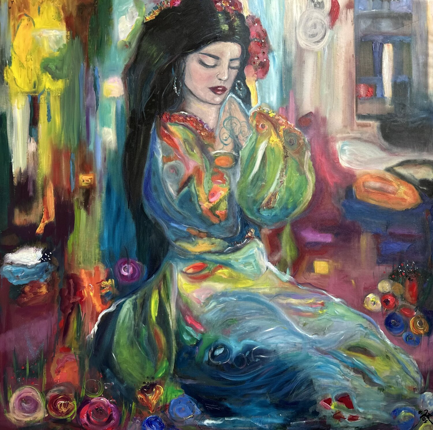 GARDEN OF WISHES NICOLE JUTKA Original painting for sale