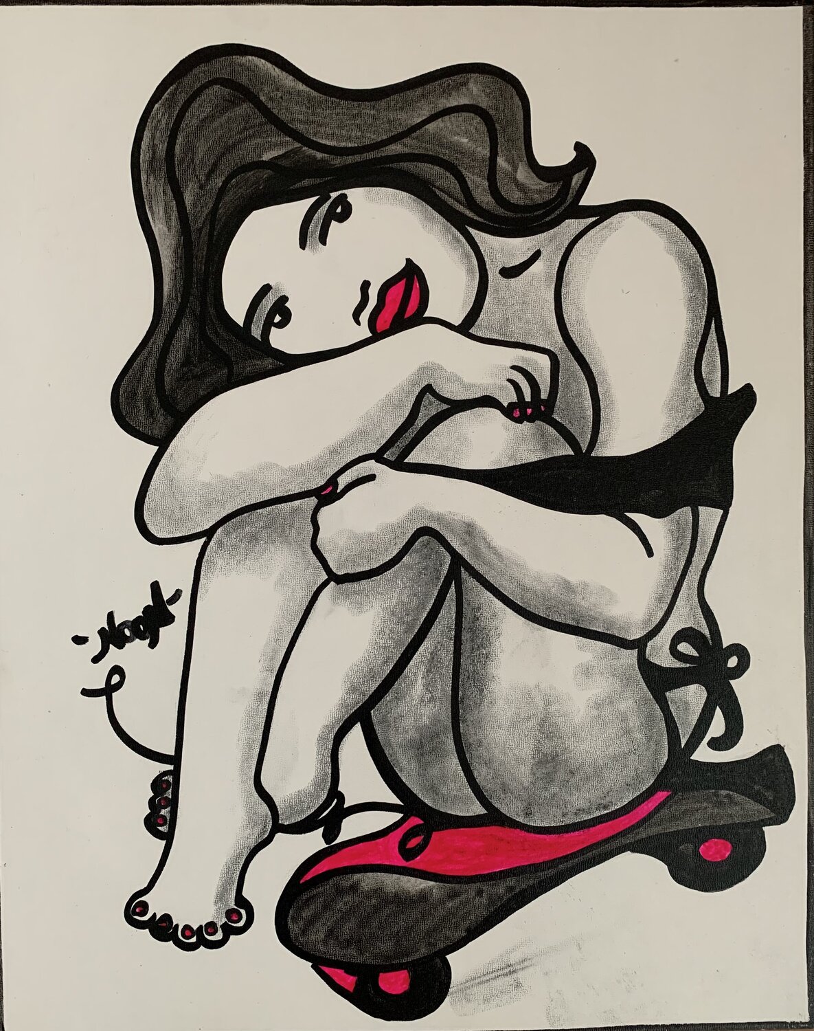 Sk8er Girl Anouck Jourdaa Original painting for sale