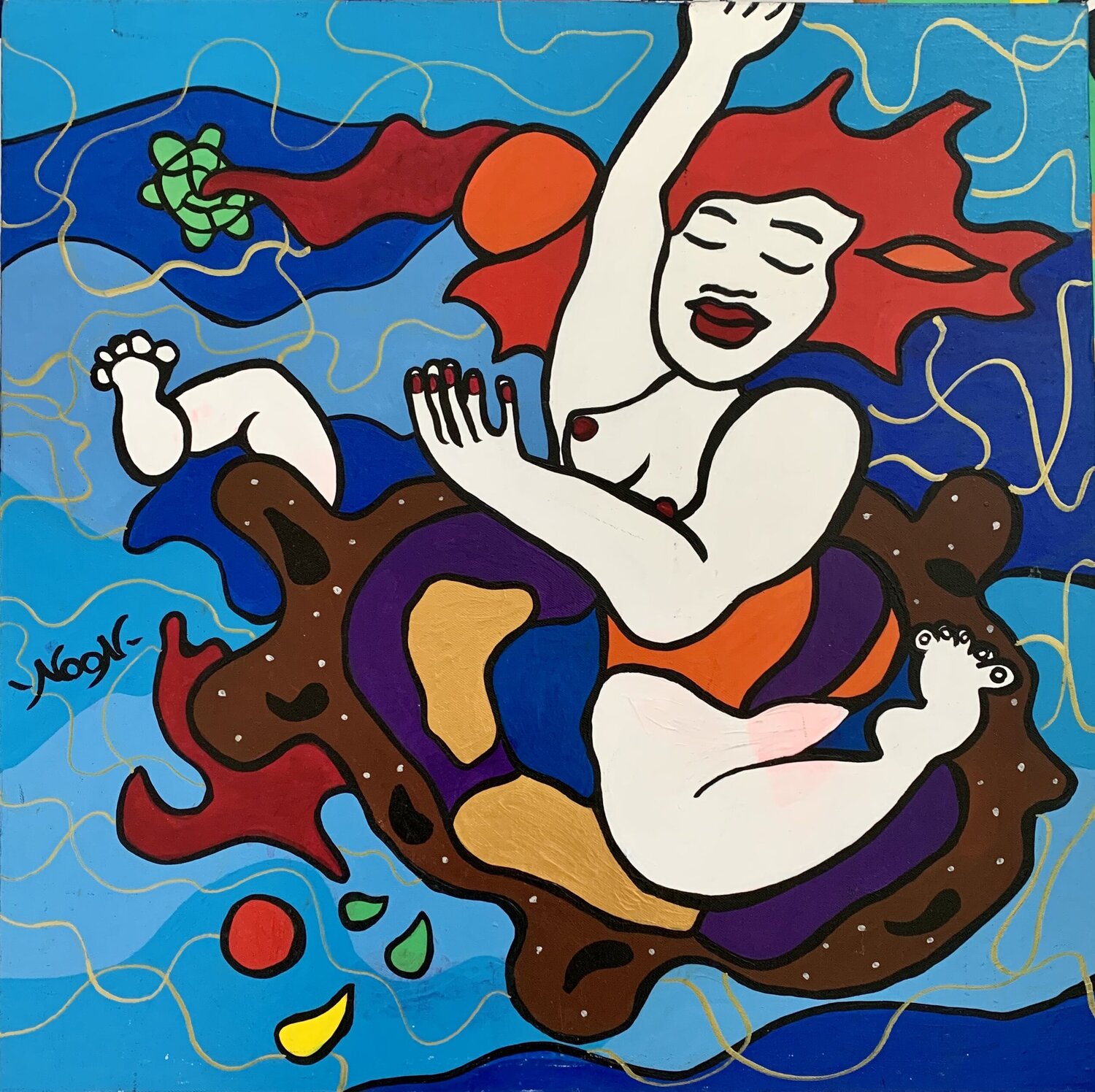 Riding Turtles Anouck Jourdaa Original painting for sale