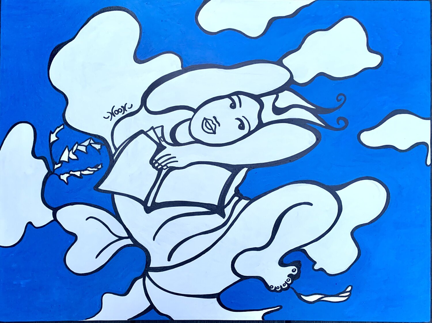 Reading Space Anouck Jourdaa Original painting for sale