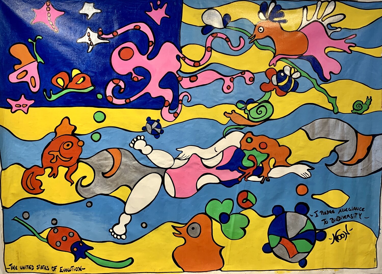 I PLEDGE ALLEGIANCE TO BIODIVERSITY Anouck Jourdaa Original painting for sale