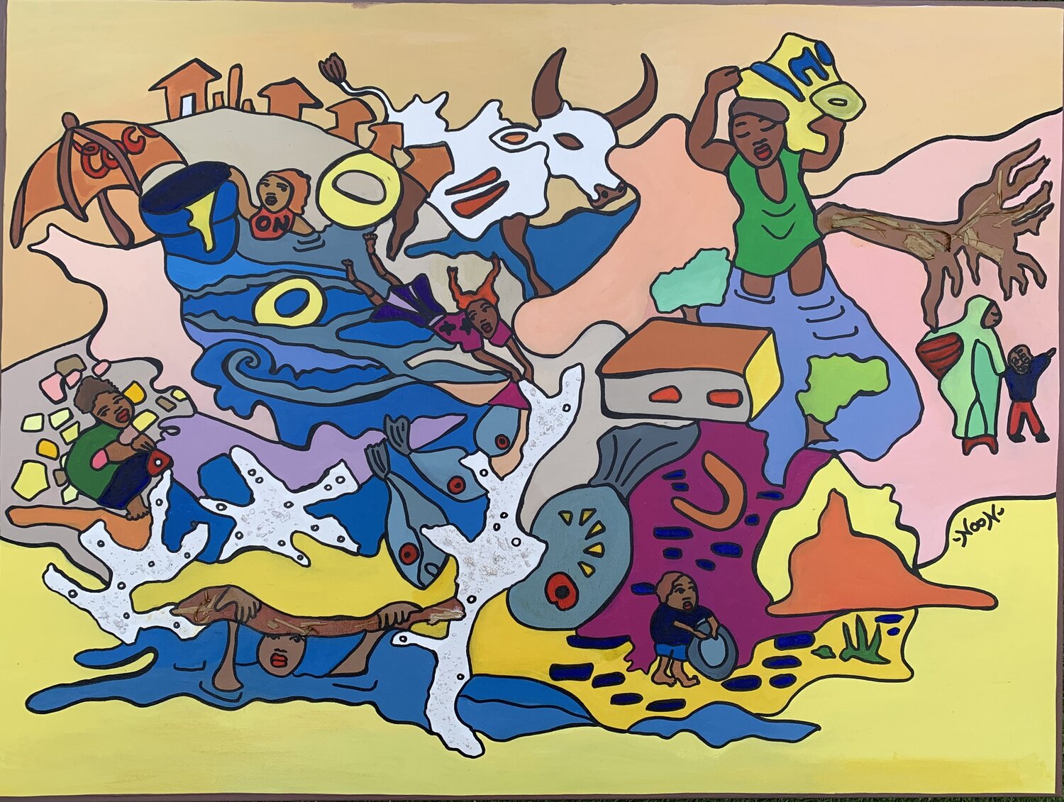 Climate Refugees Anouck Jourdaa Original painting for sale