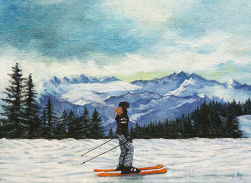 One Day In The Swiss Mountain by Li Tellenbach-Guo, Painting for Sale on Select