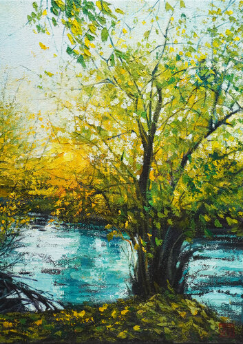 The Golden View by Li Tellenbach-Guo, Painting for Sale on Select