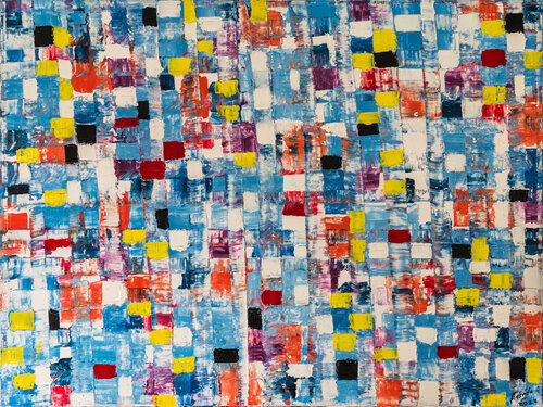 Zen 2219- "blue and yellow tiles" by Anando Arnold, Painting for Sale on Select