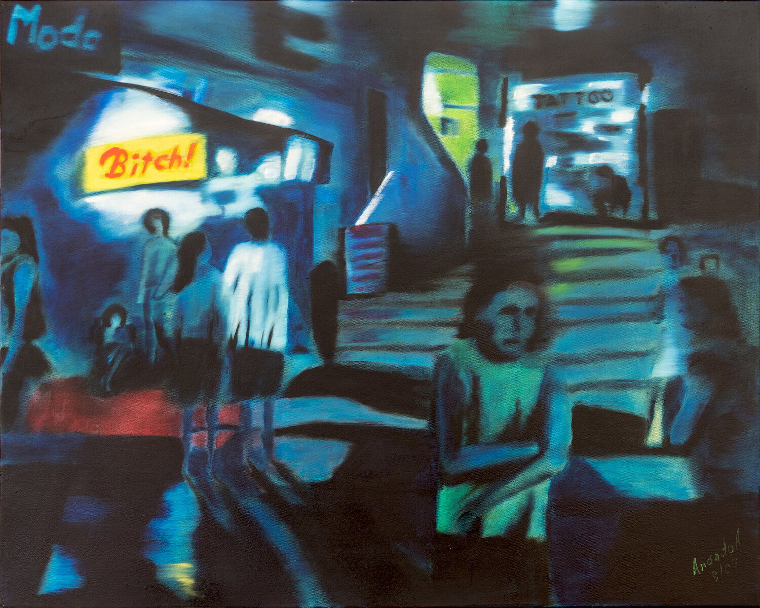 Old Town of Ibiza by Night Anando Arnold Original painting for sale