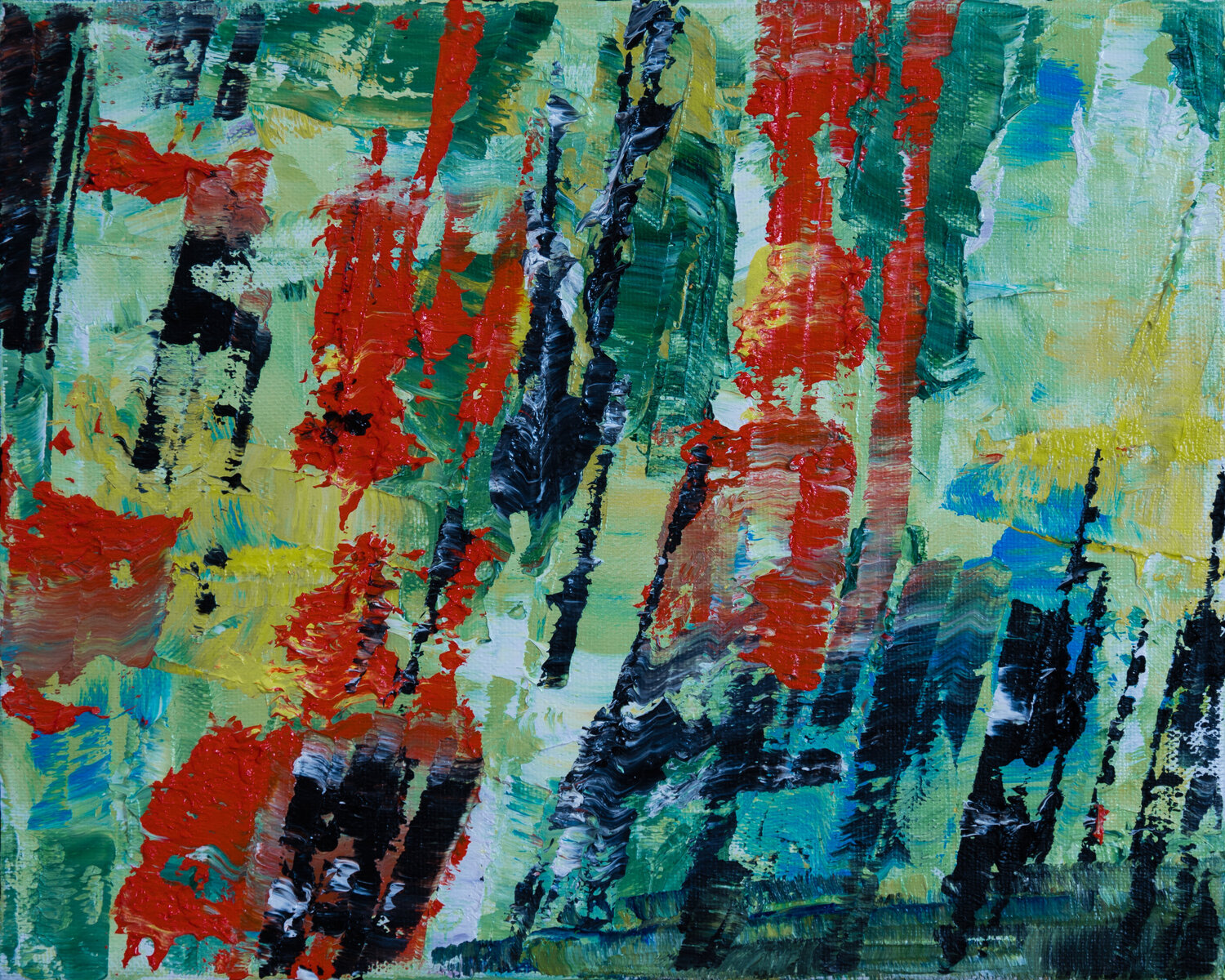 ZEN 2232 (red, green and black) Anando Arnold Original painting for sale