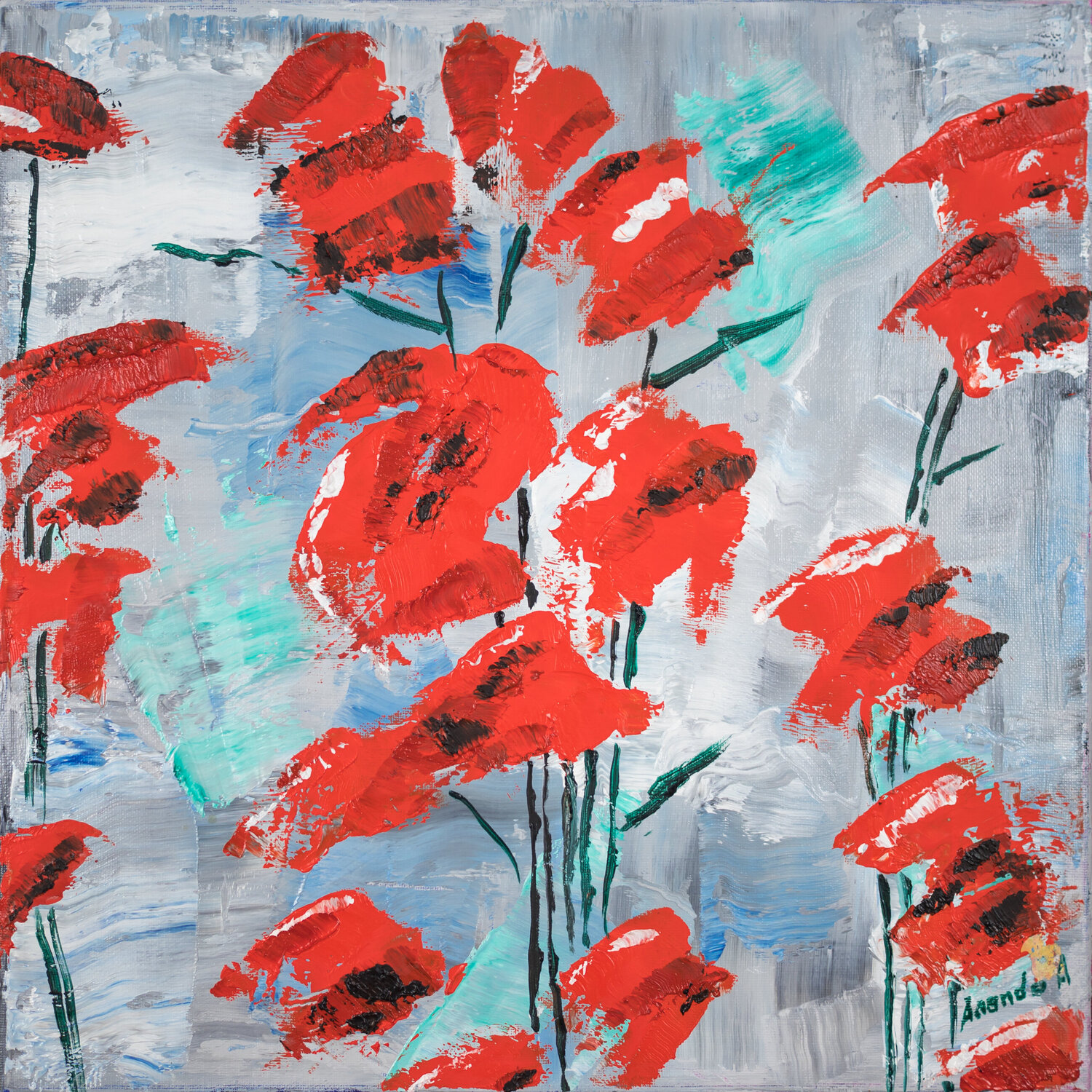 ZEN 2503 (poppy blossom) Anando Arnold Original painting for sale