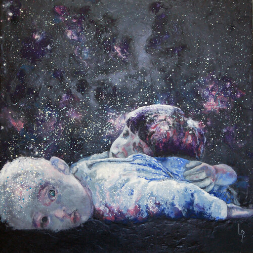 La tête dans les étoiles by Michèle Loussouarn, Painting for Sale on Select
