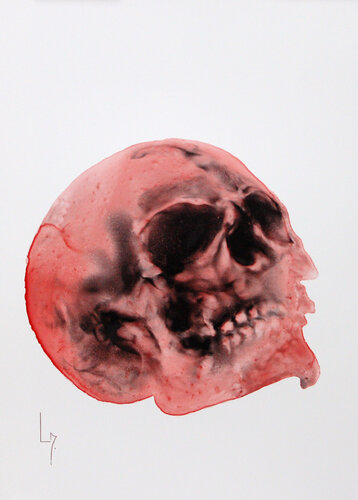 Crâne rose by Michèle Loussouarn, Painting for Sale on Select