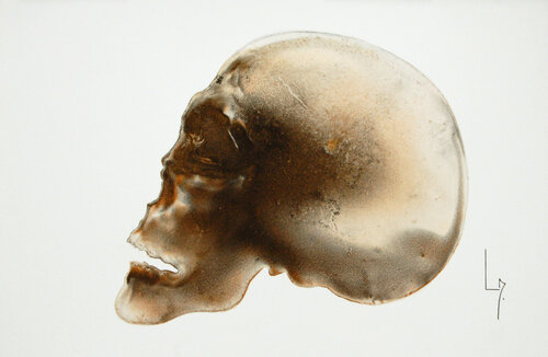 Crâne or de profil by Michèle Loussouarn, Painting for Sale on Select