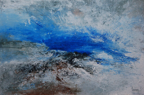 Abstraction 2009 C évasion blanche et bleue by Michèle Loussouarn, Painting for Sale on Select