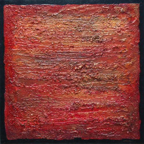 Abstraction 2009 H matière rouge cadre noir by Michèle Loussouarn, Painting for Sale on Select
