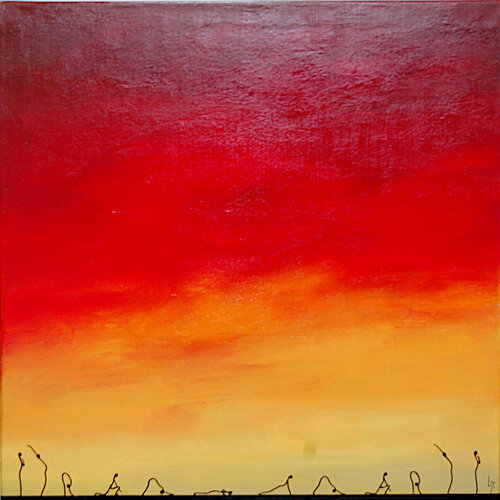 Salutation au soleil  rouge by Michèle Loussouarn, Painting for Sale on Select