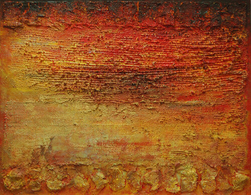 Abstraction 2009F Éponges oranges by Michèle Loussouarn, Painting for Sale on Select