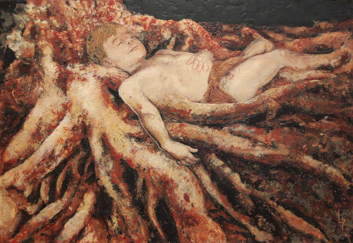 L'enfant racine Michèle Loussouarn Original painting for sale