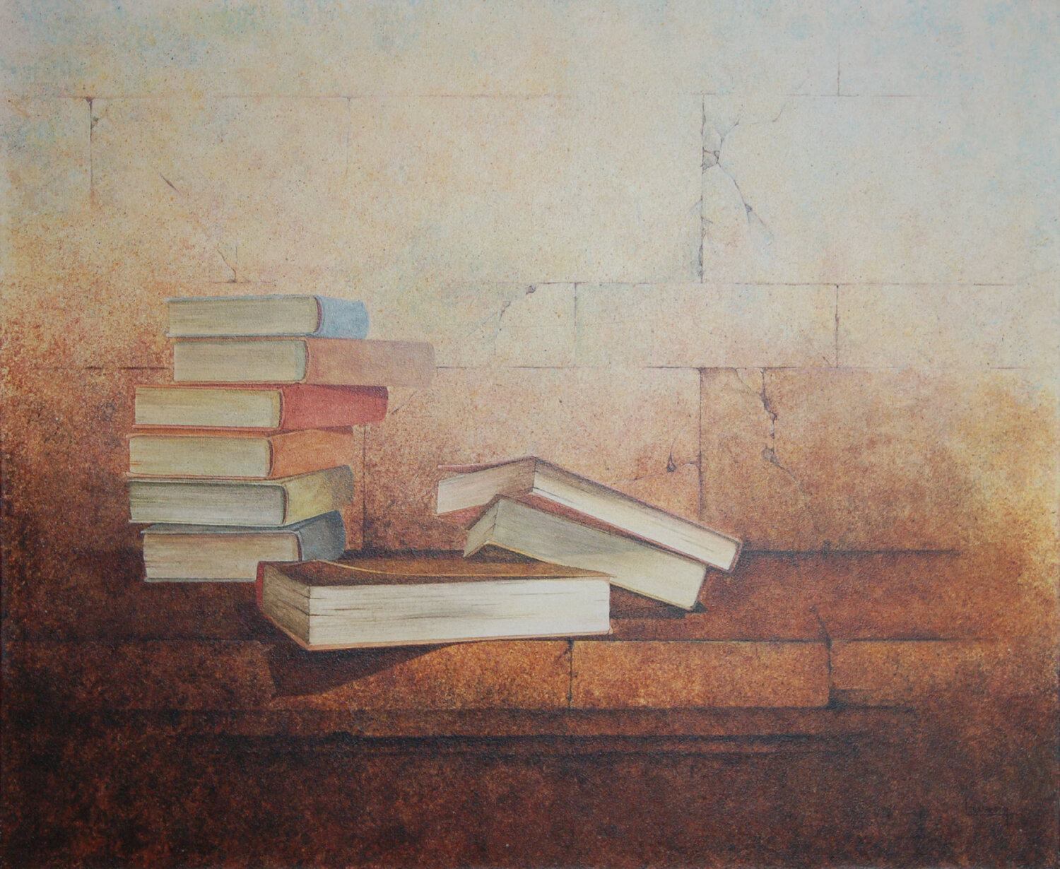 Livres à l'abandon Michèle Loussouarn Original painting for sale