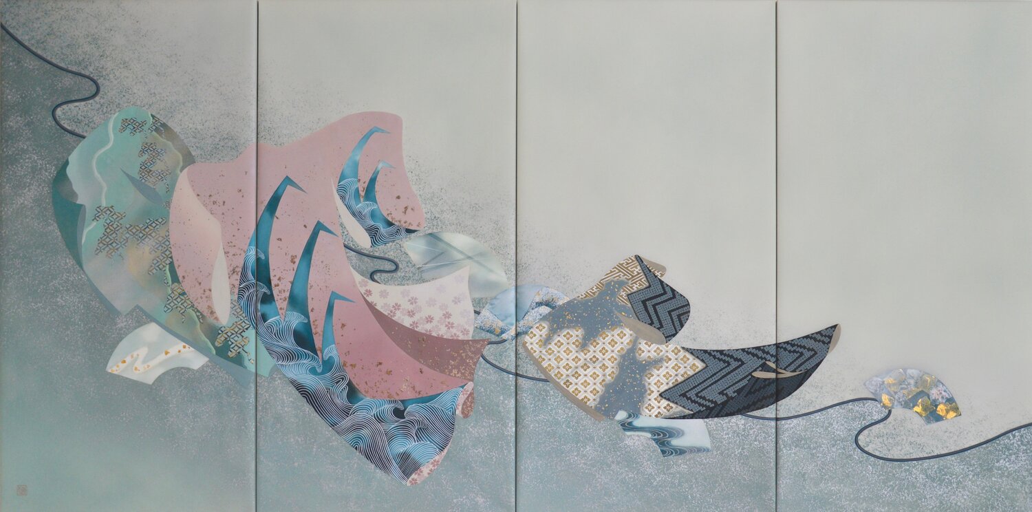 Floating Kimonos Keiichi Nishimura Original painting for sale