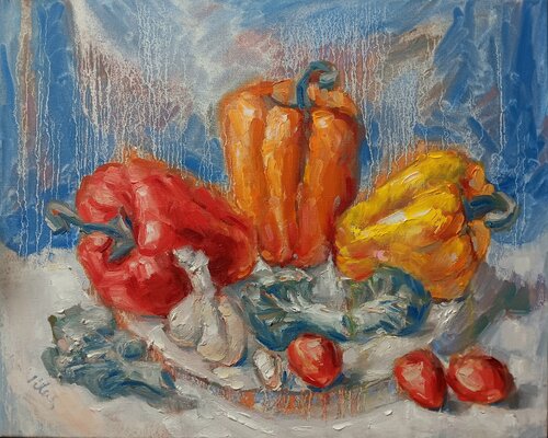 Still Life with Sweet Peppers by Alex Klas, Painting for Sale on Select