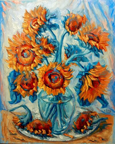 A Dozen Sunflowers by Alex Klas, Painting for Sale on Select