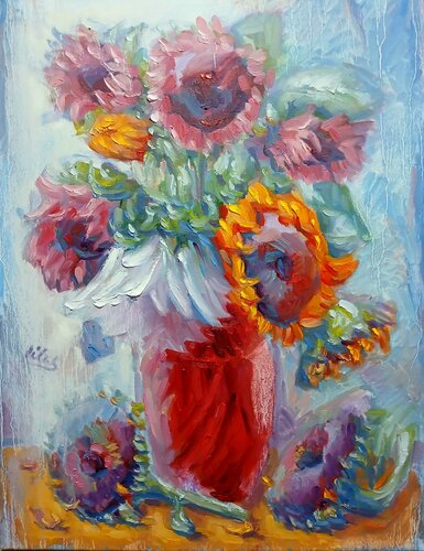 Various Sunflowers by Alex Klas, Painting for Sale on Select