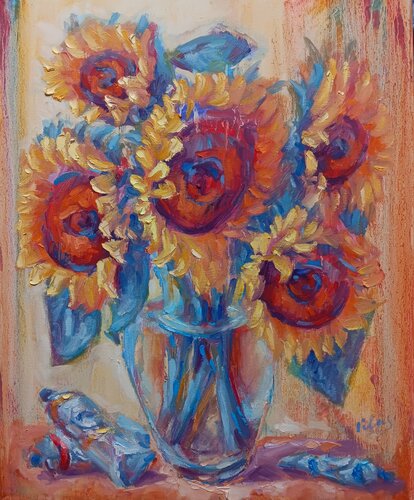 Flowers in Artist's Studio by Alex Klas, Painting for Sale on Select