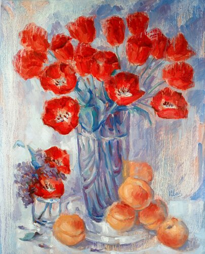 Red Tulips by Alex Klas, Painting for Sale on Select