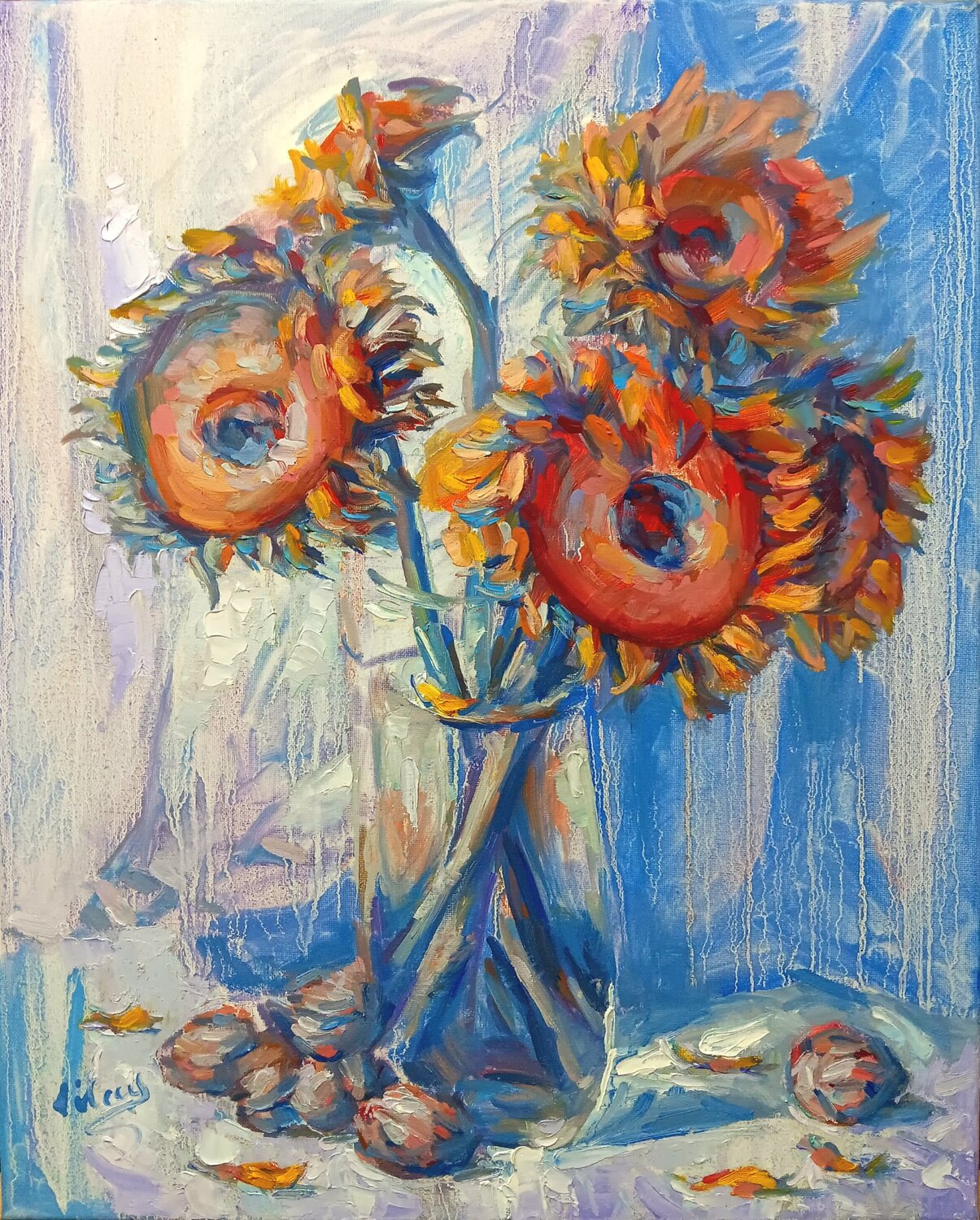 Sunflowers in Vase Alex Klas Original painting for sale