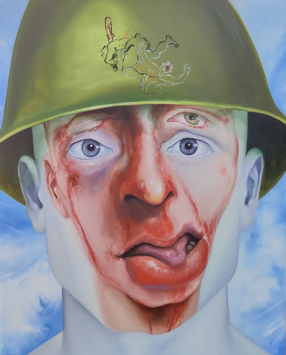 Face FS - Final Trilogy part 1 War n2 Cain Abel christophe avella bagur Original painting for sale