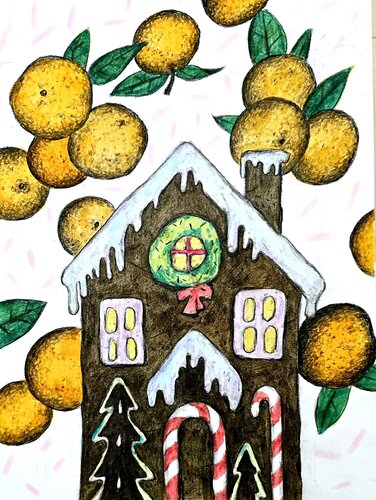 Gingerbread house by Karina Ludborzha, Drawing for Sale on Select