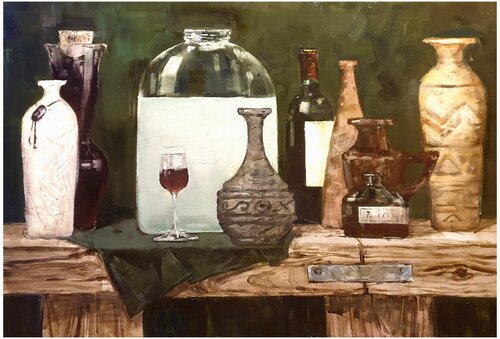Sympfony of Glas and Ceramics by Karina Ludborzha, Painting for Sale on Select