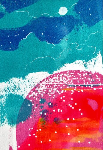 Der Himmel und Blumen by Karina Ludborzha, Painting for Sale on Select