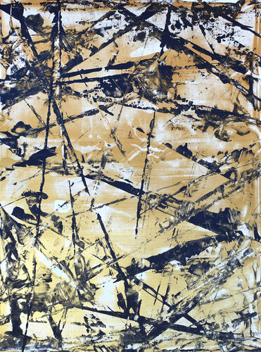 Black Golden Construction by Jürgen Angeler, Painting for Sale on Select