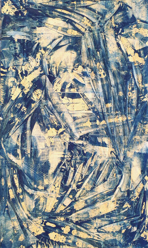Blue Golden Seahorse by Jürgen Angeler, Painting for Sale on Select