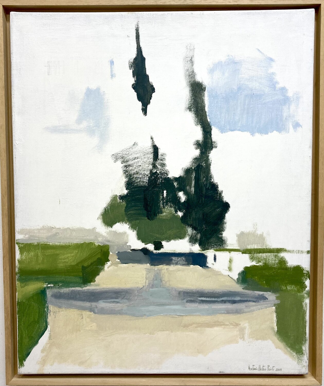 Árbol y fuente. Tree and fountain. Arbre et fontaine. Antonio Mateos Prieto Original painting for sale