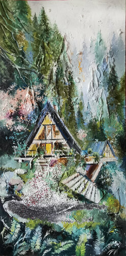 Emerald forest. Forest landscape texture painting. by Annet Loginova, Painting for Sale on Select