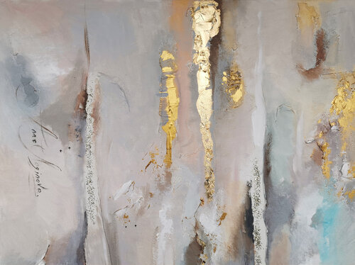 Gold And Texture. Extra Large Acrylic Painting With Gold And Silver Leaf On Canvas. Abstract Art. by Annet Loginova, Painting for Sale on Select