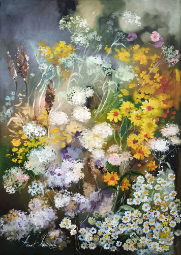 Honey autumn floral painting by Annet Loginova, Painting for Sale on Select