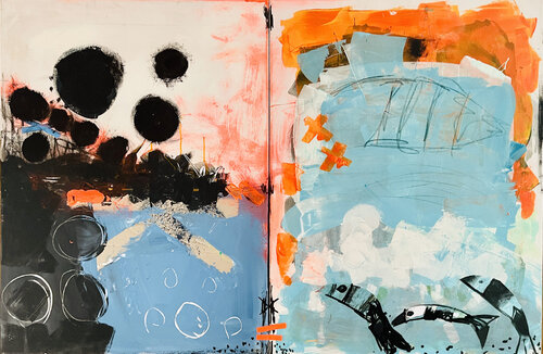Save the ocean  1 - jumping fish by Karen und Simone Lehmann, Painting for Sale on Select