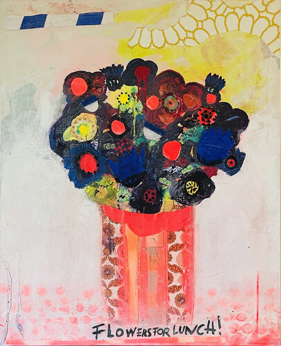 Flowers For Lunch by Karen und Simone Lehmann, Painting for Sale on Select