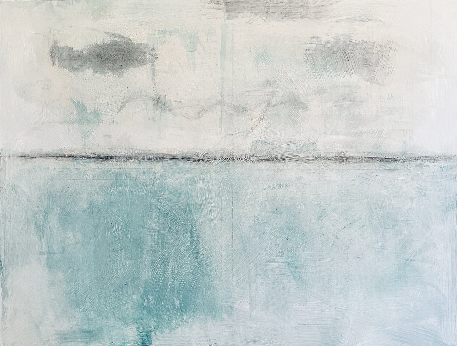 blue-turquoise sea surface Karen und Simone Lehmann Original painting for sale