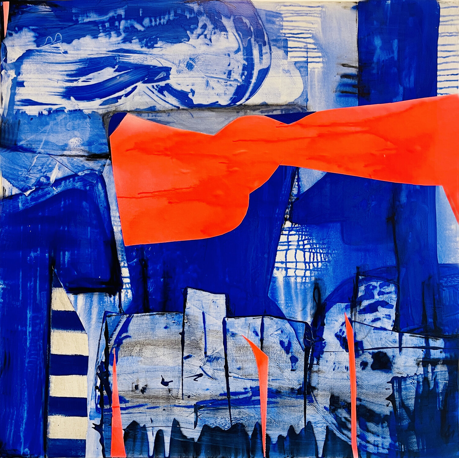 Red Cloud in blue Landscapes Karen und Simone Lehmann Original painting for sale